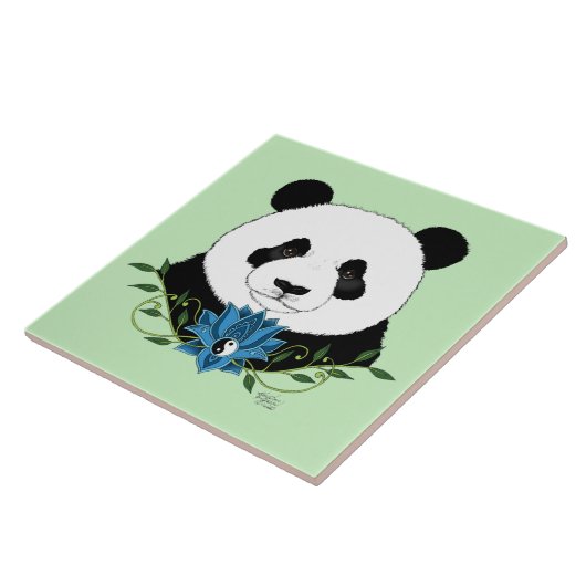 Panda Bear Lotus Blume Blue Fliese (Seite)