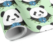 Panda Bear Lotus Blume Blue Geschenkpapier (Rolleneckpunkt)