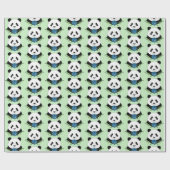 Panda Bear Lotus Blume Blue Geschenkpapier (Flach)