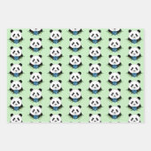 Panda Bear Lotus Blume Blue Geschenkpapier Set (Vorderseite 2)