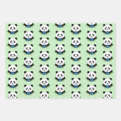 Panda Bear Lotus Blume Blue Geschenkpapier Set (Vorderseite)