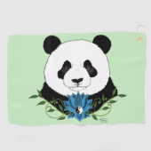 Panda Bear Lotus Blume Blue Golfhandtuch (Horizontal)