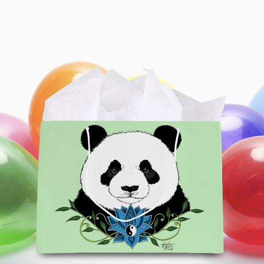 Panda Bear Lotus Blume Blue Große Geschenktüte