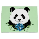 Panda Bear Lotus Blume Blue Große Geschenktüte (Vorderseite)
