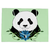 Panda Bear Lotus Blume Blue Große Geschenktüte (Rückseite)