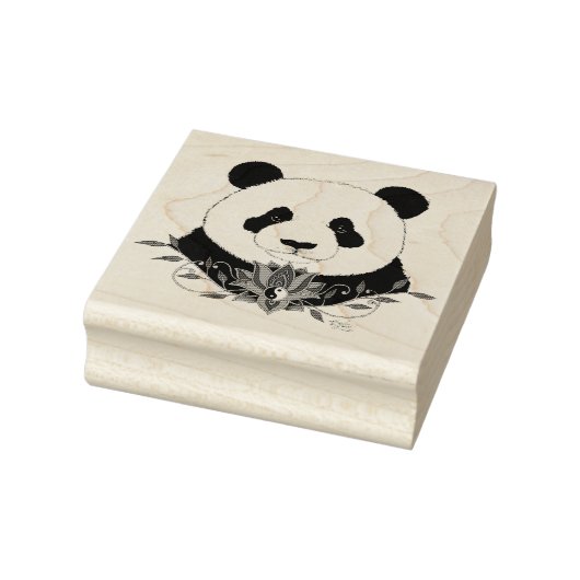 Panda Bear Lotus Blume Blue Gummistempel (Stempel)