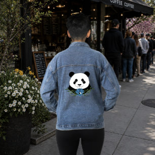 Panda Bear Lotus Blume Blue Jeansjacke