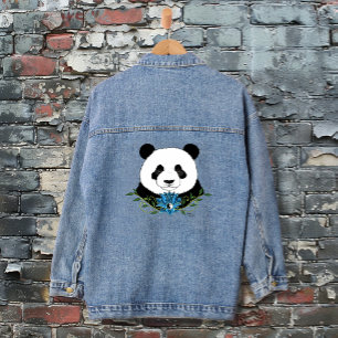 Panda Bear Lotus Blume Blue Jeansjacke