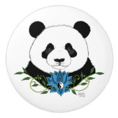 Panda Bear Lotus Blume Blue Keramikknauf (Vorderseite)