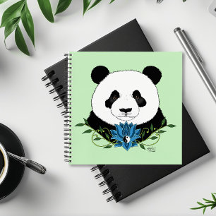 Panda Bear Lotus Blume Blue Notizblock