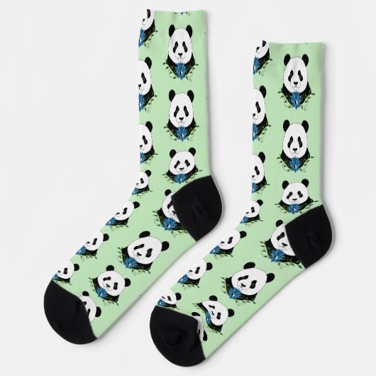 Panda Bear Lotus Blume Blue Socken (Linkes Detail)