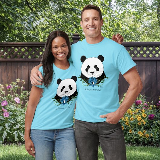 Panda Bear Lotus Blume Blue T-Shirt