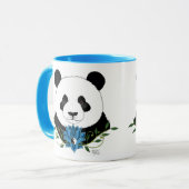 Panda Bear Lotus Blume Blue Tasse (Vorderseite Links)