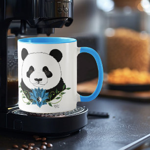 Panda Bear Lotus Blume Blue Tasse