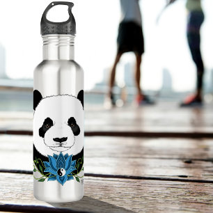 Panda Bear Lotus Blume Edelstahlflasche