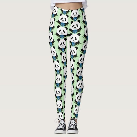 Panda Bear Lotus Blume Leggings (Vorderseite)