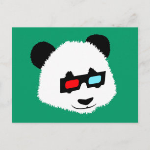 Panda Bear mit 3D-Brille Postkarte