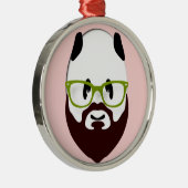 Panda Bear mit Bart Ornament Aus Metall (Rechts)