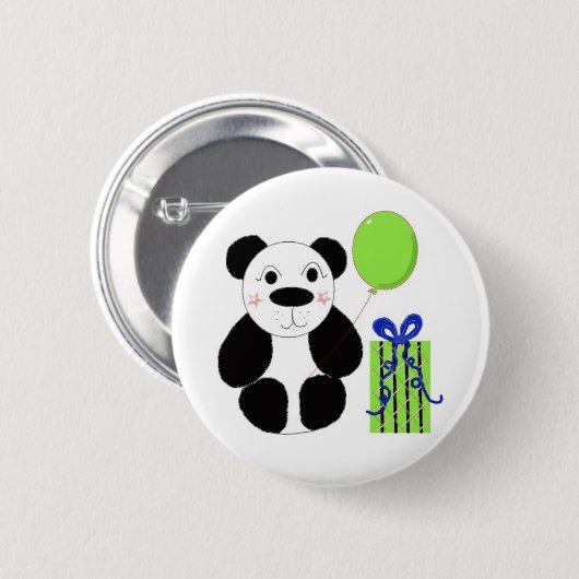 Panda Bear mit grünem Ballon Button (Vorne & Hinten)