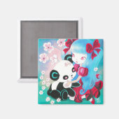 Panda Bear mit Kawaii Girl Magnet (Vorderseite/Rückseite)