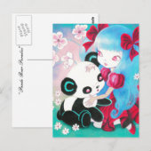 Panda Bear mit Kawaii Girl Postkarte (Vorne/Hinten)