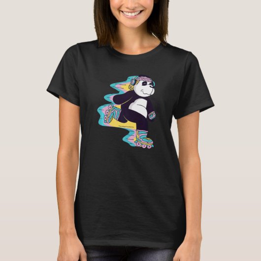 Panda Bear mit Roller-Skaten für Skater und Bär T-Shirt (Vorderseite)
