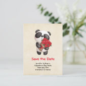 Panda Bear mit Rose Bouquet Save the Date Einladungspostkarte (Stehend Vorderseite)