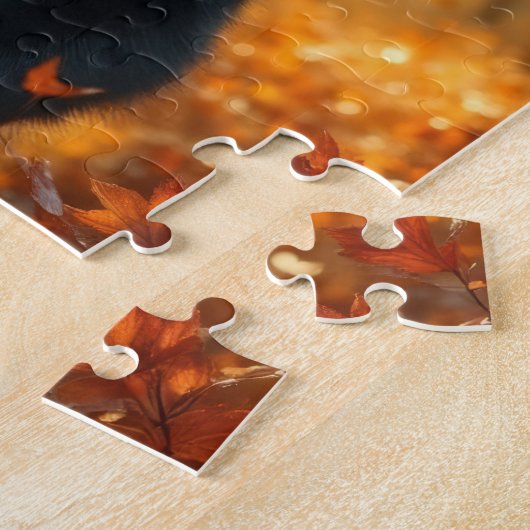 Panda Bear mit rotem Ballon im Herbst Puzzle (Seite)