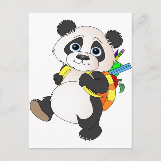 Panda Bear mit Rucksack Postkarte (Vorderseite)