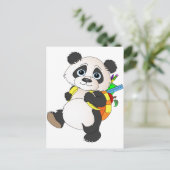 Panda Bear mit Rucksack Postkarte (Stehend Vorderseite)