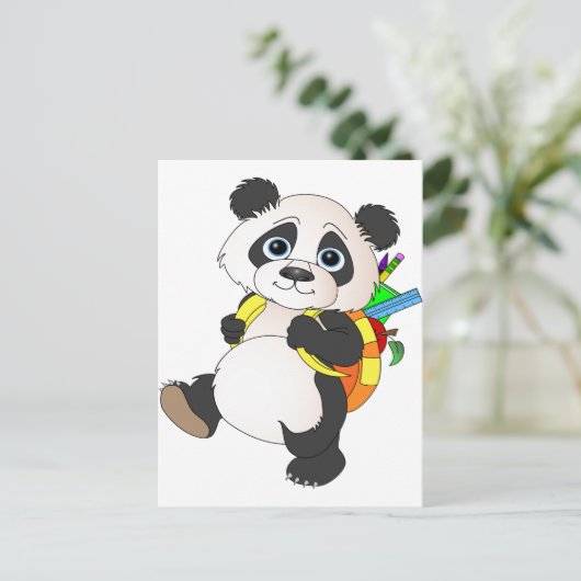 Panda Bear mit Rucksack Postkarte (Stehend Vorderseite)