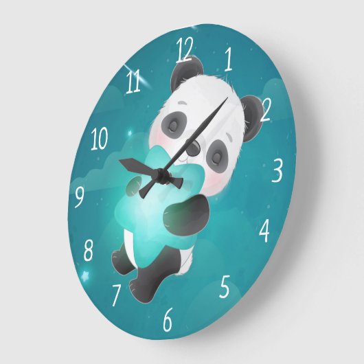 Panda Bear mit Star Große Wanduhr (Winkel)