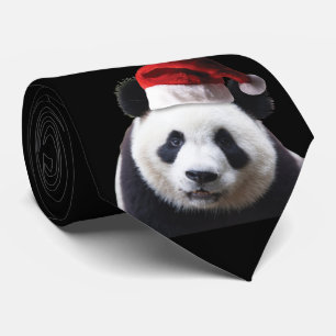 Panda Bear mit Weihnachtsmannmütze Krawatte