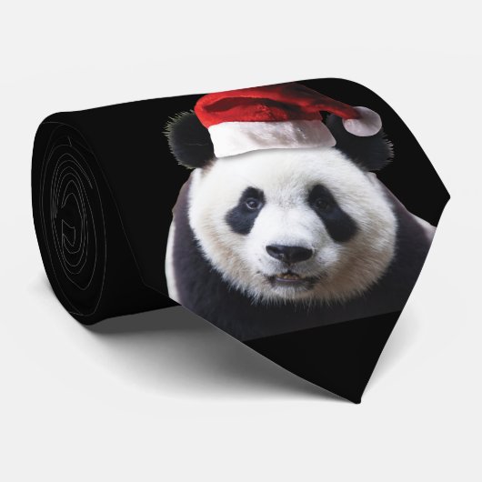 Panda Bear mit Weihnachtsmannmütze Krawatte (Gerollt)