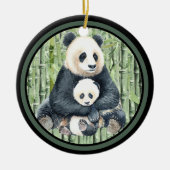 Panda Bear Momma und Baby Keramik Ornament (Vorne)