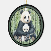 Panda Bear Momma und Baby Keramik Ornament (Links)
