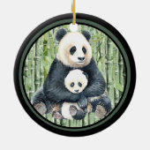 Panda Bear Momma und Baby Keramik Ornament (Hinten)