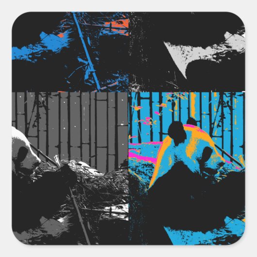 Panda Bear Multipanel Modernes Design Quadratischer Aufkleber (Vorderseite)