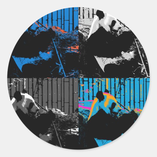 Panda Bear Multipanel Modernes Design Runder Aufkleber (Vorderseite)