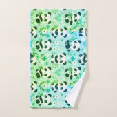 Panda Bear Muster Green Print Badhandtuch Set (Handtuch)