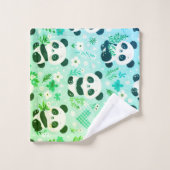 Panda Bear Muster Green Print Badhandtuch Set (Waschlappen)