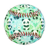 Panda Bear Muster Green Print Baseball (Rückseite)