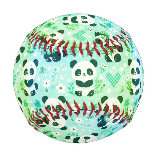Panda Bear Muster Green Print Baseball (Vorderseite)