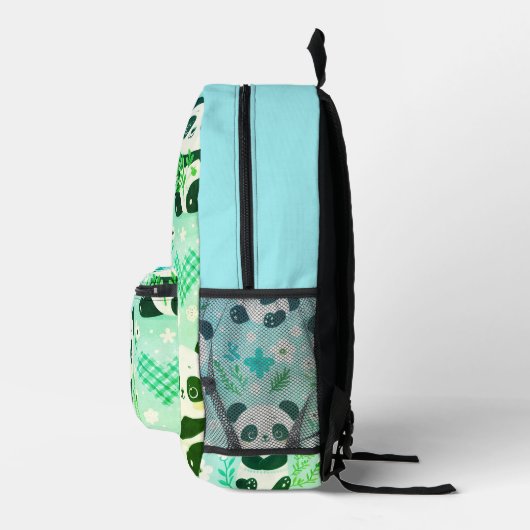 Panda Bear Muster Green Print Bedruckter Rucksack (Rechts)