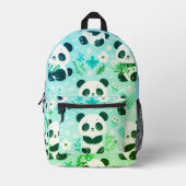 Panda Bear Muster Green Print Bedruckter Rucksack (Vorderseite)