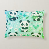 Panda Bear Muster Green Print Dekokissen (Rückseite)