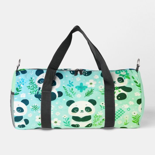 Panda Bear Muster Green Print Duffle Bag (Rückseite)