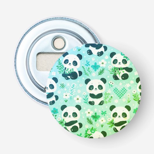 Panda Bear Muster Green Print Flaschenöffner (Vorderseite)