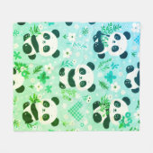 Panda Bear Muster Green Print Fleecedecke (Vorderseite (Horizontal))