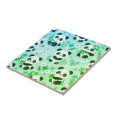 Panda Bear Muster Green Print Fliese (Seite)